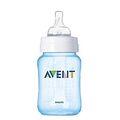 בקבוק האכלה קלאסיק כחול ללא בספינול 260 מ"ל +Avent 1M אוונט לבן בלבד