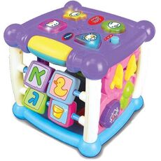 קוביית לימוד ופעילות מנגנת ומאירה בעברית - סגול Vtech