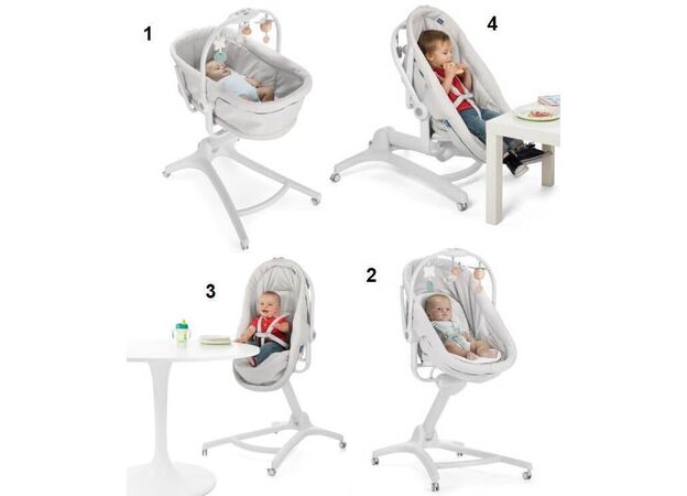 עריסה משולבת עם טרמפולינה וכיסא האכלה Baby Hug 4 In 1 - טורקיז Aquarelle צ"יקו