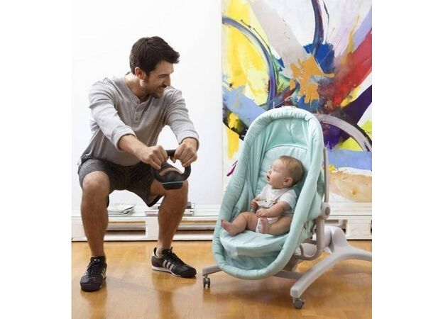 עריסה משולבת עם טרמפולינה וכיסא האכלה Baby Hug 4 In 1 - טורקיז Aquarelle צ"יקו
