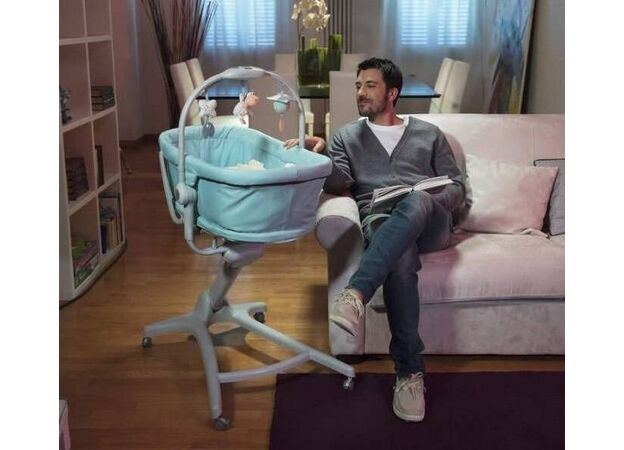 עריסה משולבת עם טרמפולינה וכיסא האכלה Baby Hug 4 In 1 - טורקיז Aquarelle צ"יקו