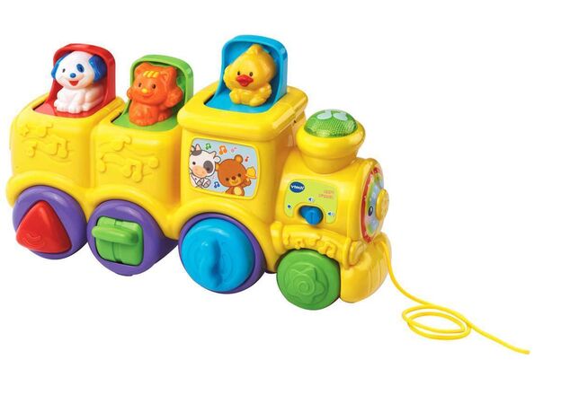 רכבת חיות קופצות מנגנת בעברית - צהוב Vtech