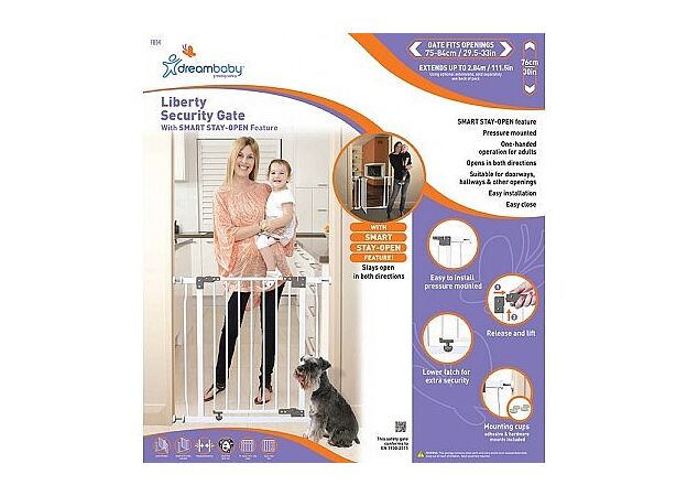 שער בטיחות ליברטי F854 Dreambaby - דלת סגירה אוטומטית לדלתות ופתחים