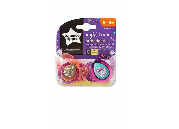 זוג מוצץ זוהר בחושך  6-18 הכי טבעי Tommee tippee