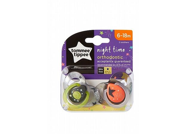 זוג מוצץ זוהר בחושך  6-18 הכי טבעי Tommee tippee