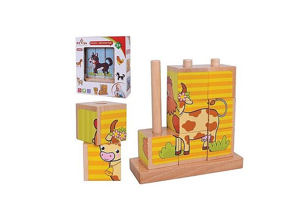 פאזל קוביה עומד חיות בית Pit Toys