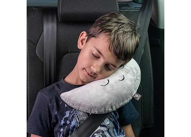 כרית תמיכה בצורת ירח MOONI למניעת שריטות מחגורת הרכב ולתמיכה בראש בזמן שינה